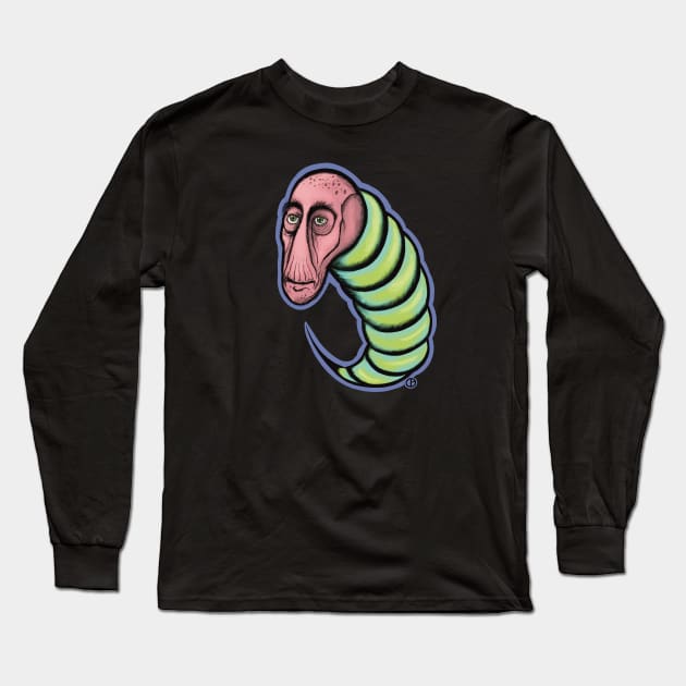 Mr. Grubb Worm Creature Long Sleeve T-Shirt by Art from the Blue Room